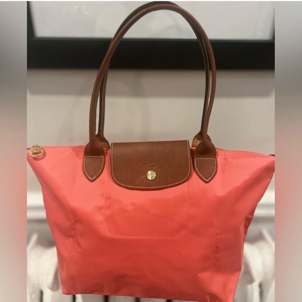 Longchamp Piliage, medium, coral